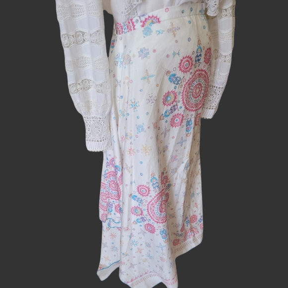 PERUVIAN CONNECTION | PIMA COTTON PRINT HANDKERCHIEF MAXI SKIRT - Picture 3 of 11